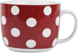 Cană pentru supă cu buline 730 ml roșu ceramic BANQUET