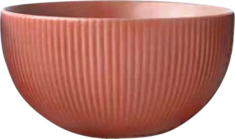 Bol ceramic Kitchisimo 320 ml, cu striații, culoare cărămizie