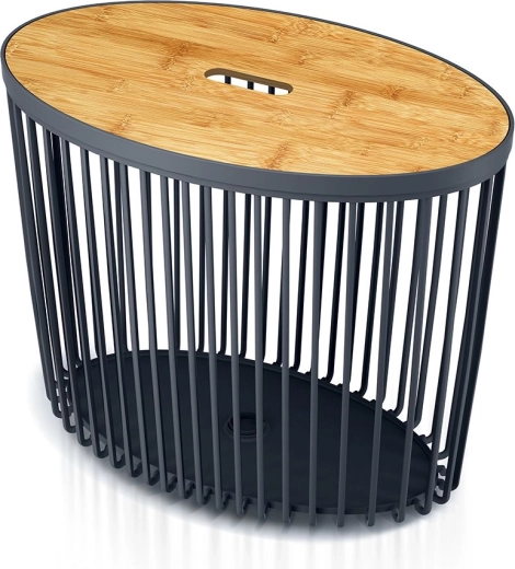 Coș oval universal cu capac din bambus 56,8 cm, antracit