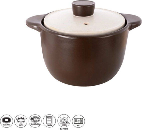 Oală ceramică termorezistentă 4,2 l cu capac