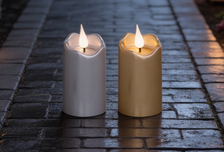 Lumânare LED 5 × 10 cm în culoare aurie și argintie
