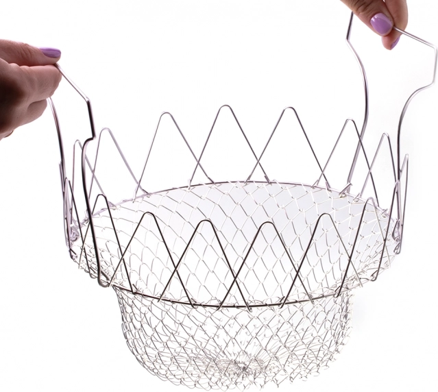 Coș pliabil, strecurătoare pentru prăjire sau fierbere