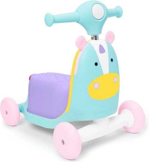Skip Hop Zoo 3în1 vehicul de împins și trotinetă unicorn