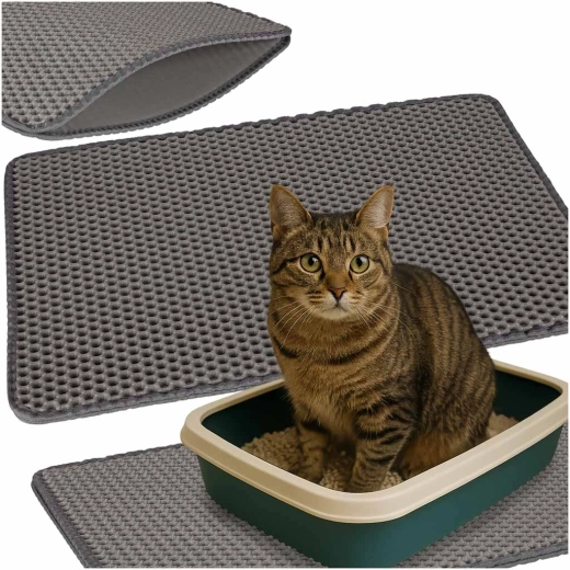 Covoraș impermeabil cu două straturi pentru litiera pisicii, 40 × 60 cm