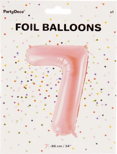 Balon folie numărul 7 roz 86 cm