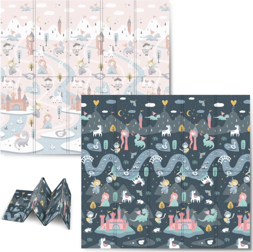 Saltea de joacă pliabilă din spumă 200 × 180 × 1 cm NUKIDO – dublă față, impermeabilă, XPE