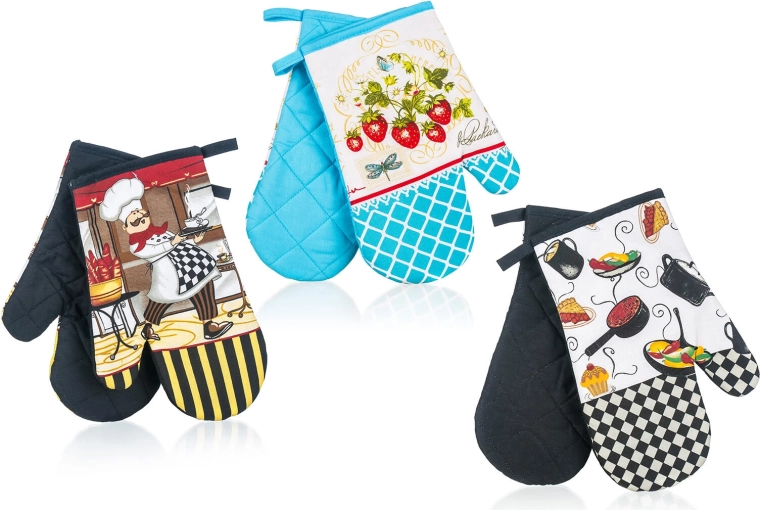 Mănuși de bucătărie cu magnet, 27 × 17 cm, set 2 buc, mix de modele