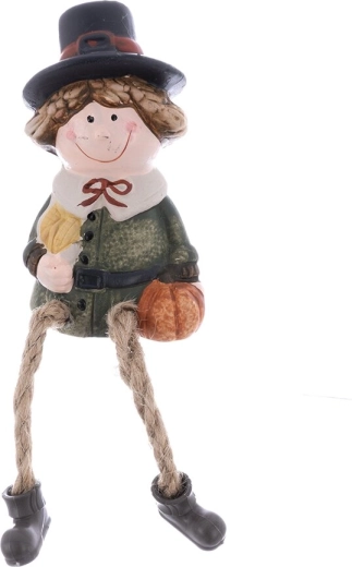 Figurină ceramică băiețel cu picioare din material textil