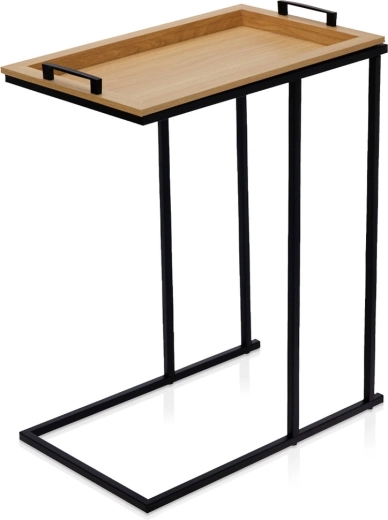Măsuță metalică laterală pentru canapea, cu tavă detașabilă 45 × 28 × 60 cm