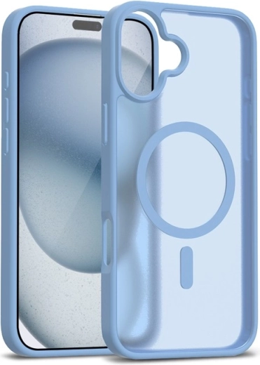 husă hibridă mată magnetică MagSafe pentru iPhone 17 – albastră