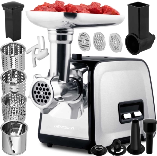 Mașină electrică de tocat carne Berdsen 450/1200 W cu accesorii