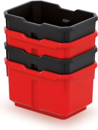 Set de cutii din plastic pentru unelte TITAN BOX, negru/roșu (4 buc)