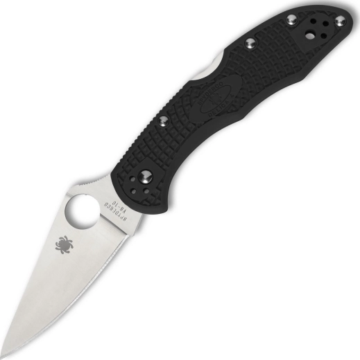 Spyderco Delica 4 – cuțit EDC negru cu teșitură plană, VG-10, mâner FRN