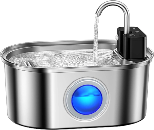 fântână fără fir din oțel inoxidabil pentru câini și pisici 3,2 l ROJECO