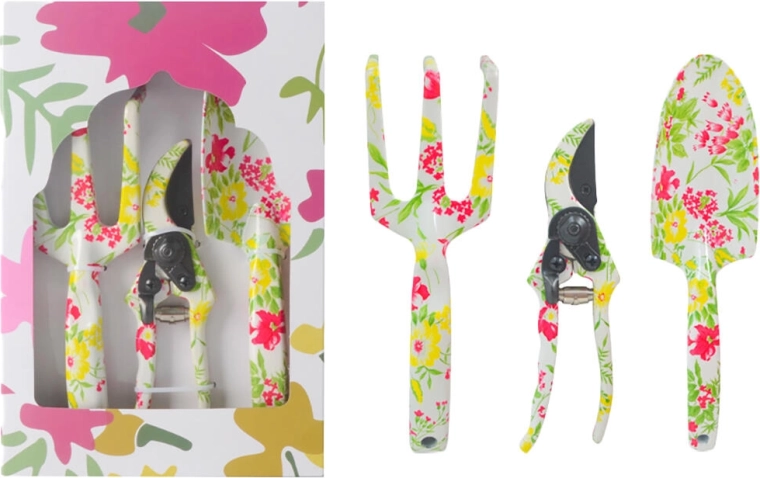 Set de grădinărit manual 3 piese cu decor floral