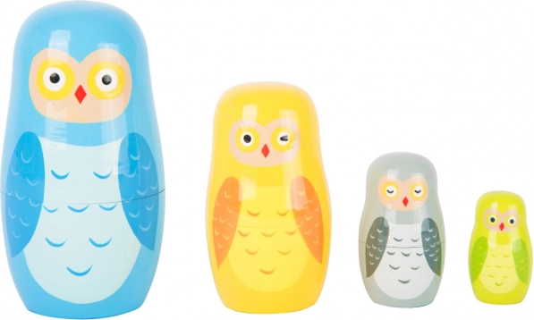 Familia de bufnițe Matrioșka small foot – bufnițe din lemn de tip inserare