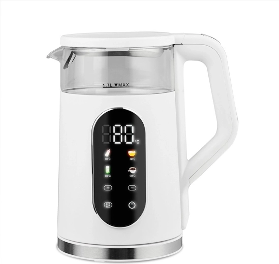 Fierbător electric cu reglare a temperaturii 1,7 l 2200 W alb