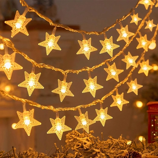 Ghirlandă luminoasă de Crăciun cu steluțe, 100 LED-uri, alb cald, 10 m