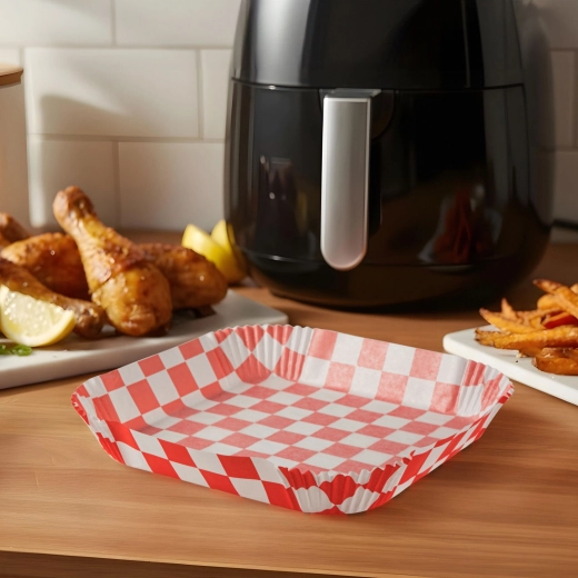 Hârtie de copt pentru friteuză cu aer cald, în carouri, pătrată, 20 cm, 50 buc.