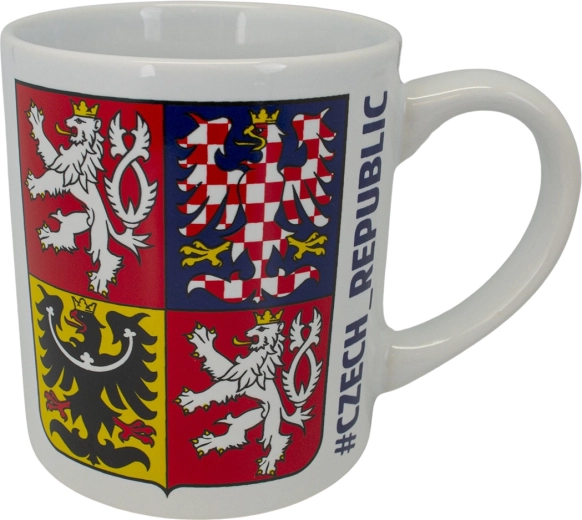 Cană ceramică albă cu stema Republicii Cehe 250 ml