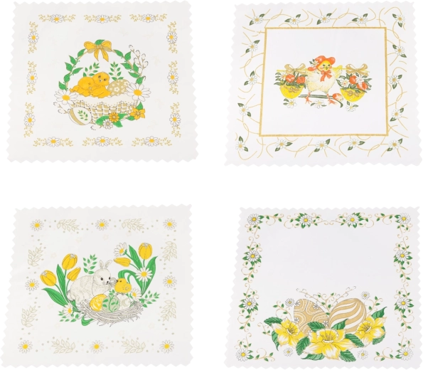 Ștergar de Paște 36 × 36 cm din bumbac și poliester, negru cu accente galbene