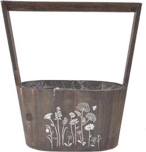 Ghiveci din lemn MEADOW maro, dreptunghiular, 20 × 14 × 27 cm