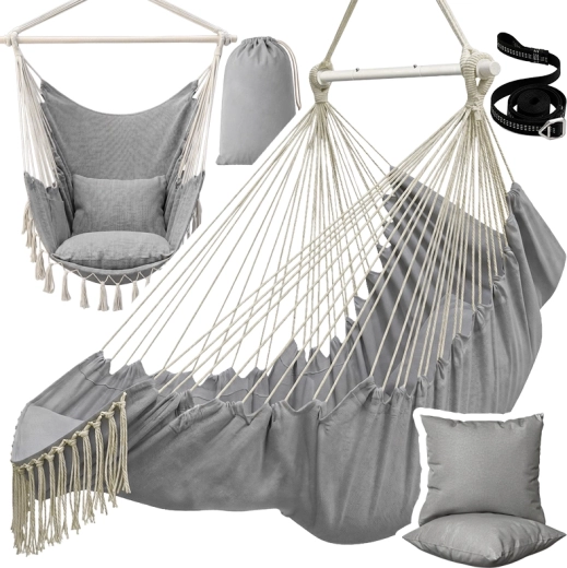 Scaun brazilian suspendat LUA Long, gri deschis