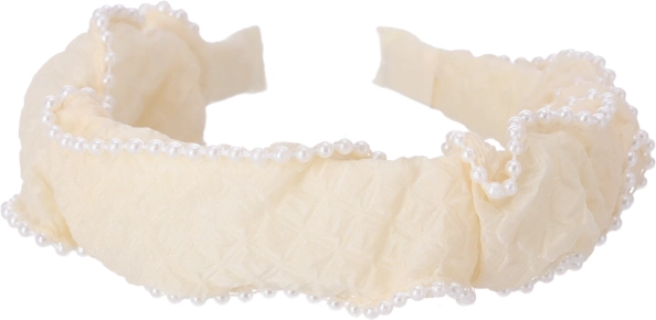 Bentiță lată cu perle – albă