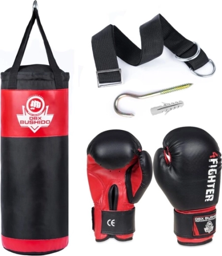 Set de box pentru copii DBX BUSHIDO Kids 60 cm – sac, mănuși 6 oz și agățătoare