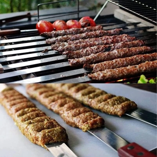 Frigare metalice pentru grătar, ace plate din inox, 4 buc., 50 cm
