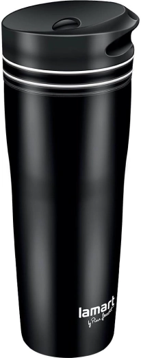Cană termoizolantă de călătorie Lamart Manq 360 ml, neagră