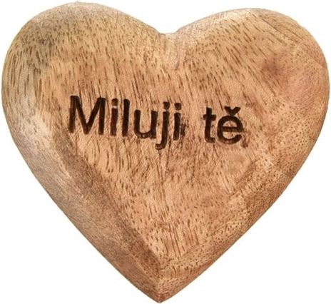 Inimă decorativă din lemn cu inscripția Te iubesc