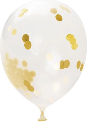Baloane cu confetti aurii, 30 cm, 5 buc.