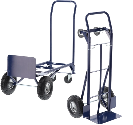 Cărucior pliabil multifuncțional 2‑în‑1 tip sac și platformă, capacitate 150/200 kg, albastru