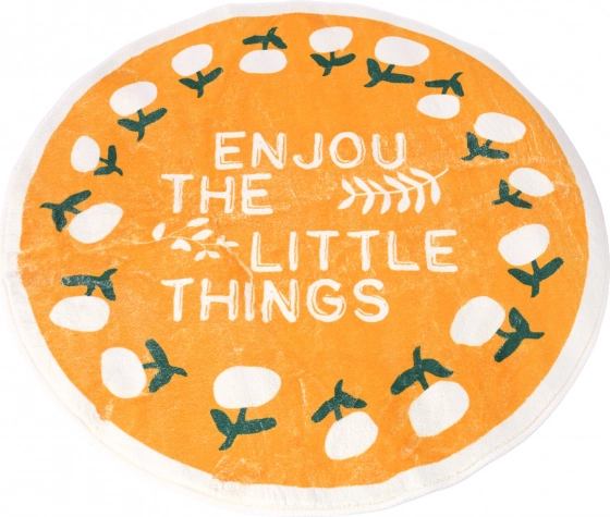 Covor rotund antiderapant 80 x 80 cm - model Flowers, galben