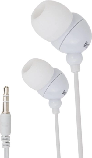 Căști albe cu fir și conector jack de 3,5 mm