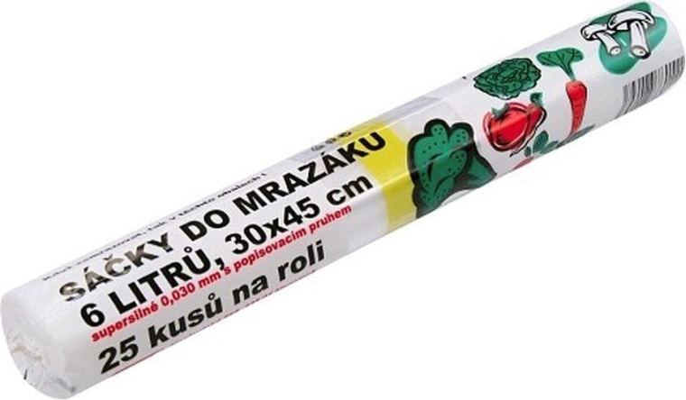 Pungi pentru congelator cu bandă pentru etichetare 6 l, extra rezistente (25 buc)