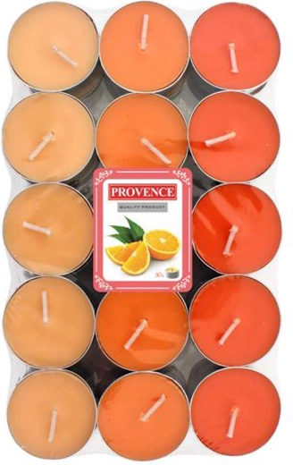 Lumânări parfumate tip pastilă Provence cu aromă de portocală, 30 buc.