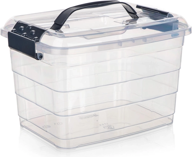 cutie de depozitare VILARD 8,5 l cu capac și mâner, transparentă