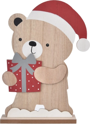 Decorațiune de Crăciun din lemn – urs bej 26 cm