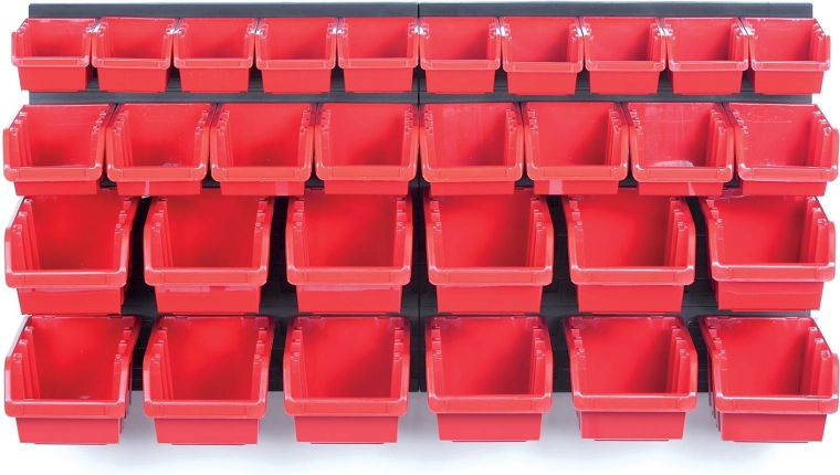 Panou suspendat cu 30 cutii pentru scule 800 × 165 × 400 mm