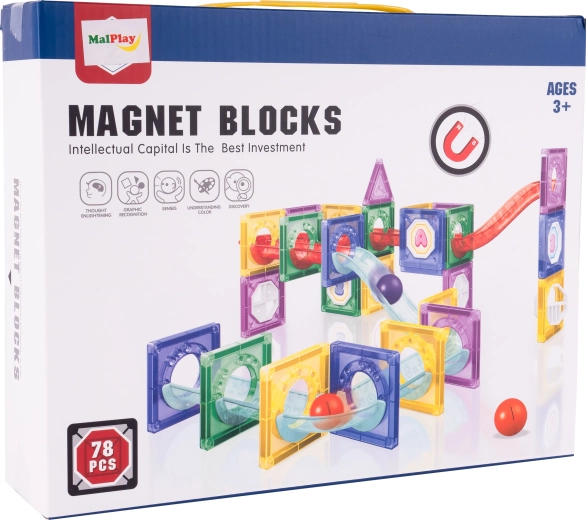 Set de construcție magnetic 3D, 78 piese