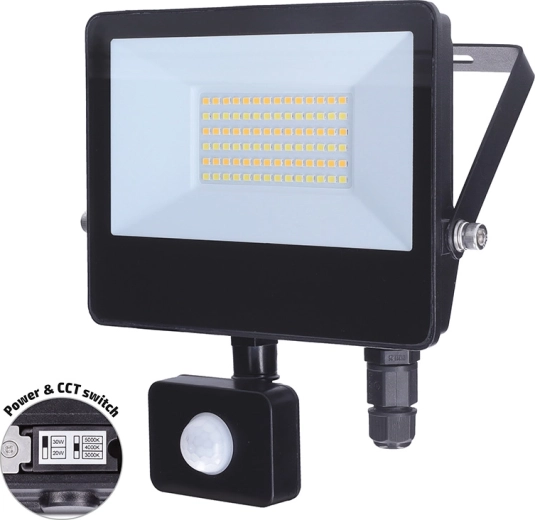 Proiector LED Solight cu senzor de mișcare TOP 30 W 3CCT IP65