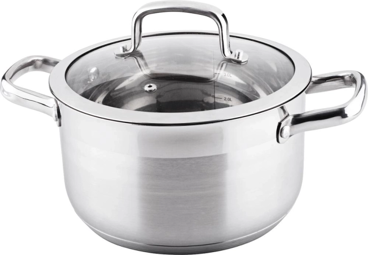 Oală Lamart Prestige cu capac din sticlă, 4,6 l, 22 cm