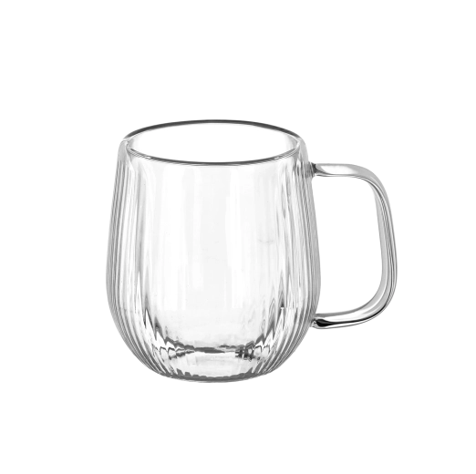 Set de 2 pahare Stripe cu perete dublu și toartă, 230 ml