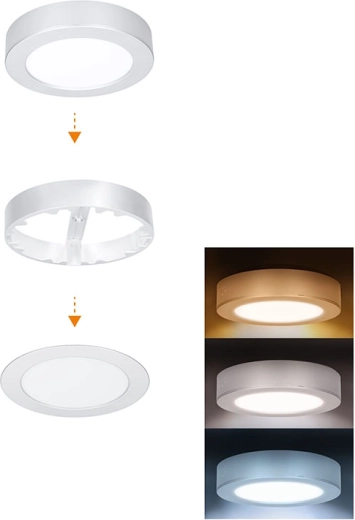 Solight mini panou LED pentru baie 2în1 3CCT 12 W IP54 argintiu rotund - 1 bucată
