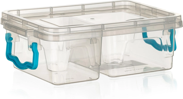 Caserolă GEMA compartimentată dreptunghiulară 0,4 + 0,6 l cu mânere turcoaz