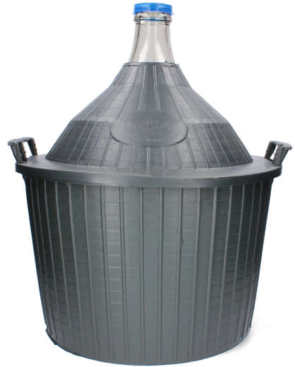 Damigeană de sticlă pentru fermentare 54 l cu gât îngust în coș din plastic CHOMIK