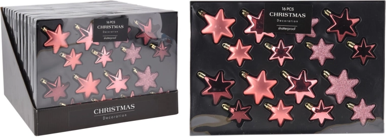 Decorațiuni de Crăciun stele roz mix 16 buc