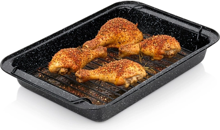 Tavă de friptură cu grătar, cu suprafață antiaderentă din granit 37,5 × 25,5 × 5 cm